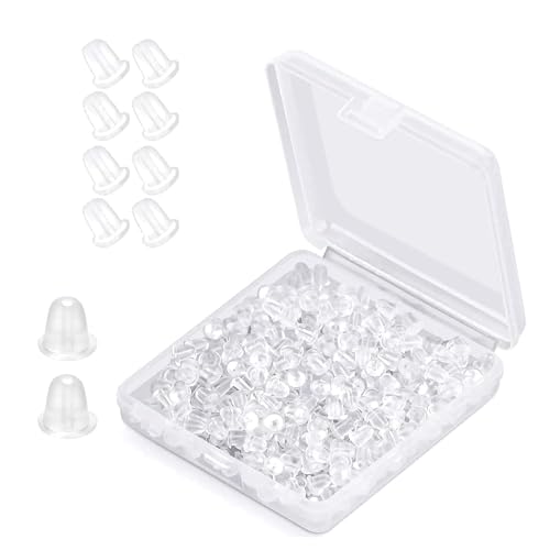 Lunpog 100 Pieces Clear Earring Backs Silicone Earring Backs Clear Soft Rubber Butterfly Earring Backs Stoppers Earnuts Clear Earring Studs for Womens DIY Jewelry Earrings Studs Supplies