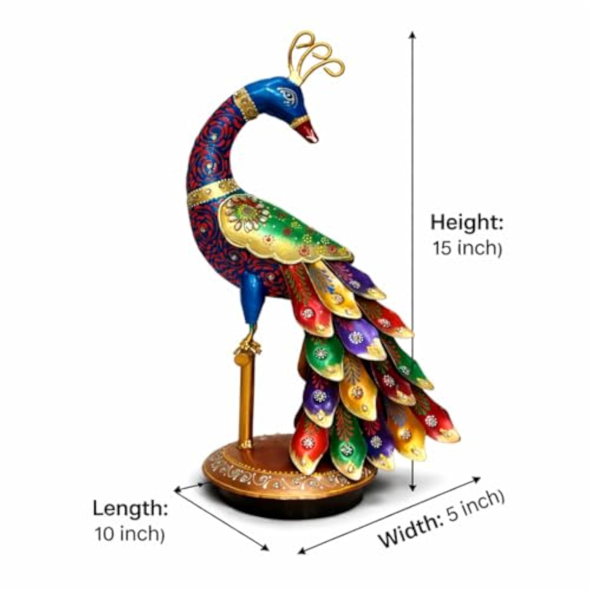 Handcrafted Metal Peacock Showpiece for Home Décor