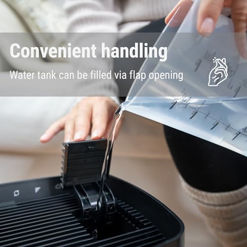 Stadler Form humidifier Karl, powerful evaporator for rooms up to 1076 sq. ft., quiet, can be controlled with Wi-Fi via app, textile cover, 4 humidification levels, black by Stadler Form - Image 5