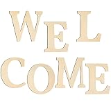 She Love Welcome Wooden Letters 8 inch Large Wooden Letter Unfinished Wood Welcome Sign Cutout Lette