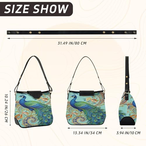 Bolso de mano moderno para mujer con estampado pavo real miniatura 4
