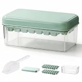 Mornpeak 製氷皿 2枚セット 60個取り【押すだけでスルッと外れる】アイストレー 製氷器 氷作る容器 フタ付き 重ね置きOK BPAフリー ニオイ移り防止 家庭用（グリーン）