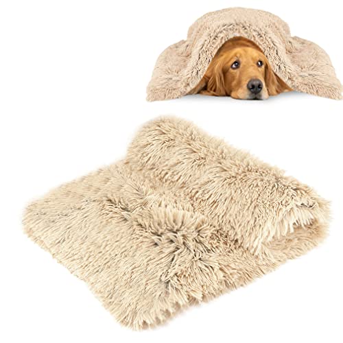 CHMMY Flauwige hondendeken, zachte kattendeken, fleecedeken, wasbare deken voor huisdieren, honden, katten, puppy's, zachte warme mat voor huisdieren, hond, kat, puppy (Beige, L: 75 x 100 cm)