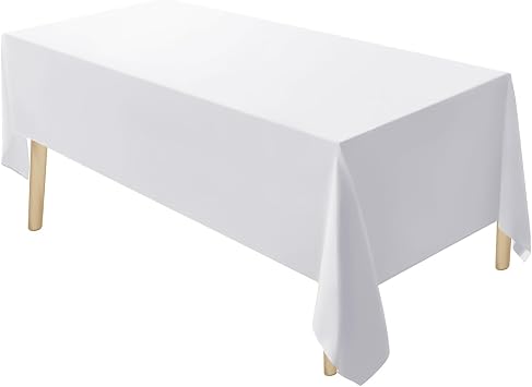 UBICON Premium Cotton Blend Tablecloth - Durable, Wrinkle-Resistant, Shape-Retaining - Versatile & Elegant for Any Occasion 1, White, 60" x 84"