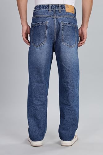 Image of INKD Men's Classic Relaxed Jeans - Mid-Rise | 100% Cotton | 5 Pocket Styling | Baggy Jeans for Man | Men's Bottomwear (Available in Plus Sizes)