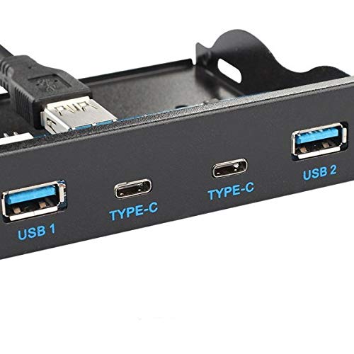 System-S Conector USB HUB 2X Tipo A 3.0 y 2X Tipo C 3.1 para Placa Base, Cable de conexión de 20 Pines para bahía de Disquete de 3,5 Pulgadas.