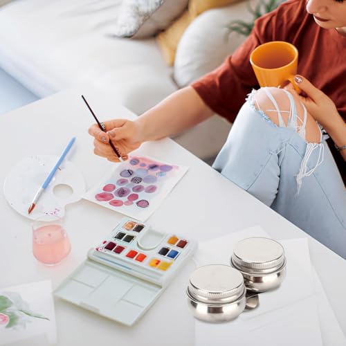 Leopacat Pinselreiniger aus Edelstahl mit Auslaufsicherem Deckel, Eimer für Pinselreiniger, luftdichter Eimer mit abnehmbarem Filtersieb, Doppellöffelbehälter, Ölfarben Zubehör für Pinsel Reinigung