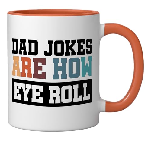 Taza de cerámica Dad Jokes Are How Eye Roll naranja/blanca miniatura 2