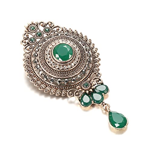 Broche fleur métal gris hijab caftan bijoux banquet femme