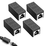 LAIXIABAO 4 Pcs RJ45 Coupler, Female to Female Ethernet Connector, Plug and Play Ethernet Cable Extender LAN Network Inline Joiners (Black)