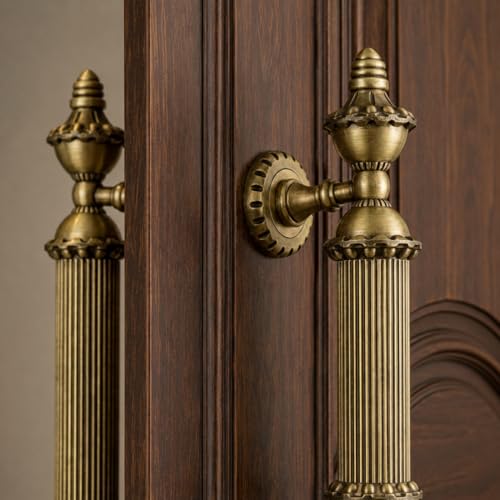 Image of GLOXY Premium Antique 18 inch Vintage Royal Taj Main Door Handle with 12 inch Hole-to-Hole Spacing - Decorative Push & Pull Aluminium Handle for Wooden & Glass Doors - Ideal for Home, Hotel and Banquet Hall