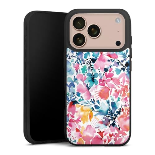 Coque silicone iPhone 17 Pro évite rayures avec style motif fleurs souple