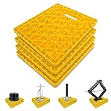 ROBLOCK Large RV Jack Stabilizer Pads,Sinking Resistant Stackable Camper Stabilizer Pads with Easy-Grip Handle and Handy Strap, Easy Storage & Organization, Yellow 4 Pack 14' x 12'