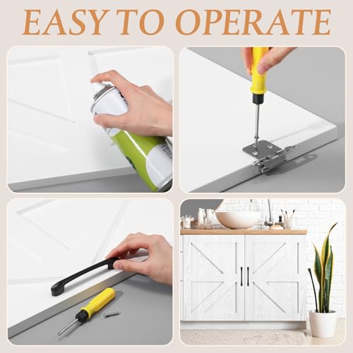 Sintuff 2 Sets 16.25\'\' W x 22.5\'\' H Unfinished Kitchen Cabinet Door Replacement with Hinges Handles, Shaker Cabinet Doors Front Replacement for Kitchen Bathroom Vanity Closet - Thumbnail 5