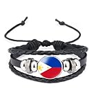 vmcoatdu Philippines Philippine Islands National Flags Bangle Retro Alloy Leather Bracelet for National Flag Braided Rope Bracelet Bangle (Philippines)