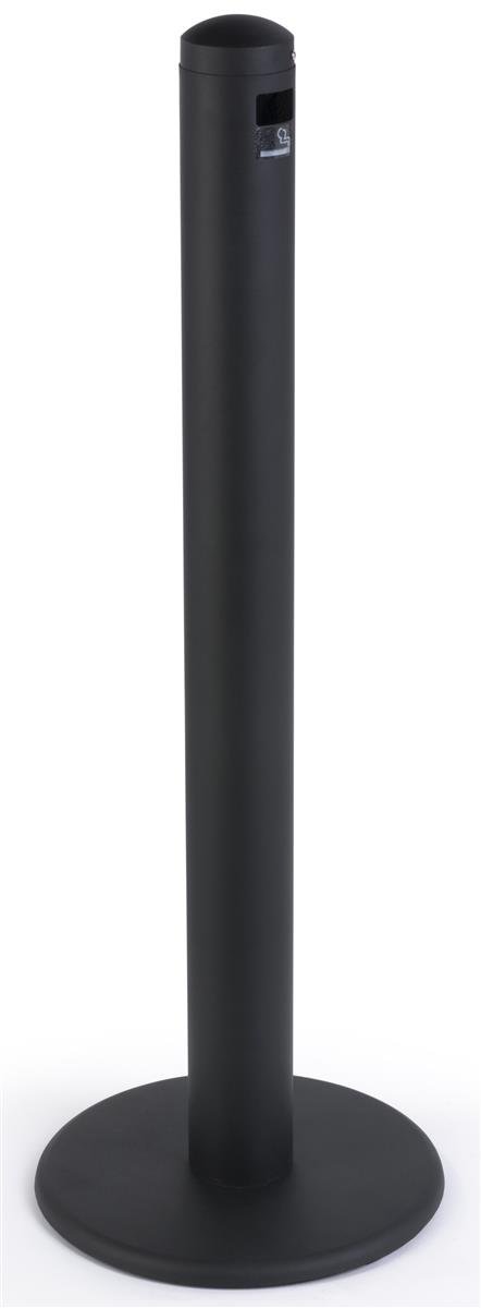 Displays2go Cigarette Receptacle, Iron Base, Stainless Steel Post – Black Finish (SMOKFLBK)