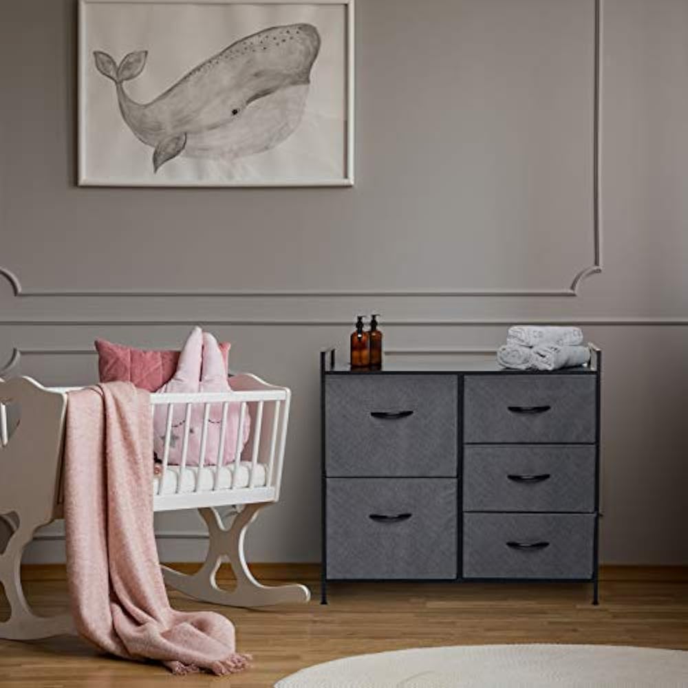 Fabric Dresser with 5 Drawers