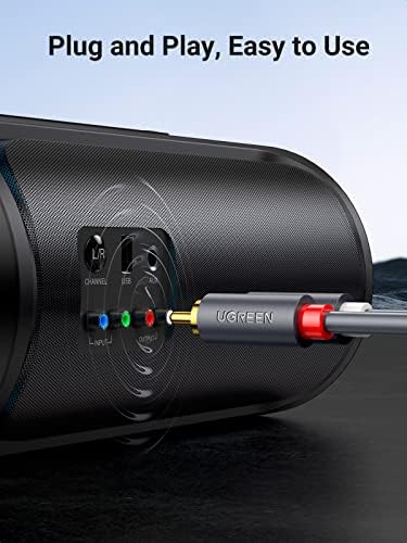 UGREEN 2 RCA Cable Male Stereo Audio Cable Gold Plated Car Subwoofer Adapter Dual Shielded Red and White Cord for Home Theater Amplifier Hi-Fi System Car Audio Speaker (3.3FT/1m) - 5