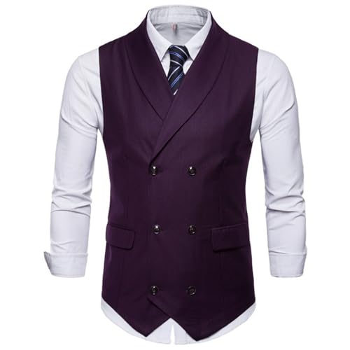 Men's Double Breasted Suit Vest Casual Business Formal Waistcoat V-Neck Slim Fit Dress Vests2