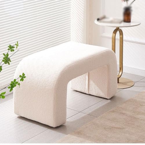 Petit banc à chaussures blanc et repose-pieds ottoman pour entrée - 3