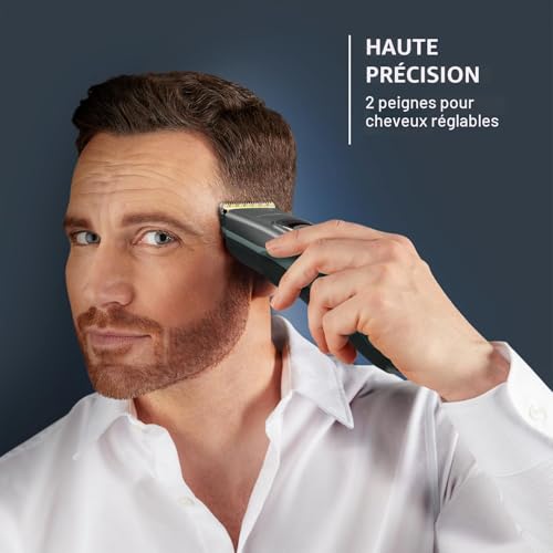 Rowenta Advancer Tondeuse à cheveux et tondeuse à barbe pour homme, 2 peignes réglables offrent 29 longueurs de coupe confortables, fonctionnalité TN5224