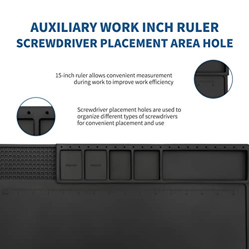 Htm-202 Black Silicone Soldering Mat Heat Resistant Large Magnetic Electronic Repair Work Mat,Expand Work Area For Soldering, Electronics, Computer Repair Etc #TOP4
