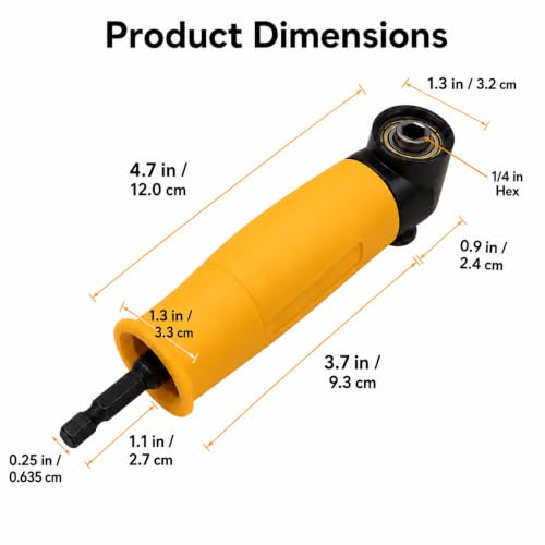 Renvoi d'Angle 90° pour Visseuse, Adaptateur Embout 1/4" Hexagonal – vue 4