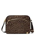 AOTM Cross Body Bag Women, Lightweight Handbag for Ladies, Multi Pockets, Waterproof Shoulder Bag with Adjustable Strap, for Travel, School, Work（Gold Leopard Print）