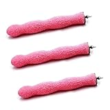 3 varillas de lijado para pájaros, perchas, papagayo, garra y pico esmerilado, barra de lijado de garras, jaula de pájaros, perca, espacio para dormir, papel de lija (rosa