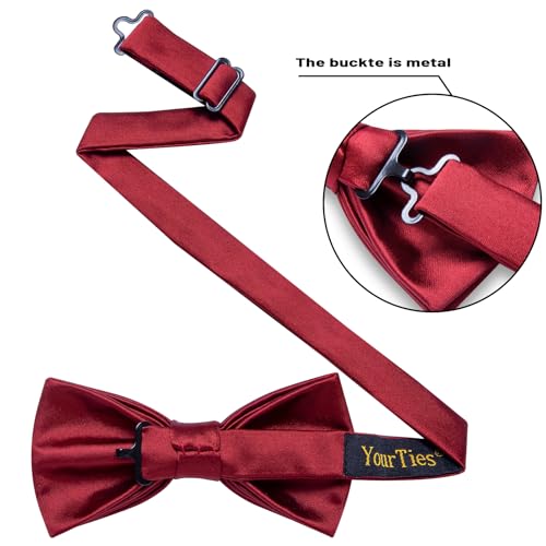 Image of YourTies Bow Ties for Men Pretied Bowties Solid Color Satin Bow Tie Formal Business Tuxedo Wedding Party Prom