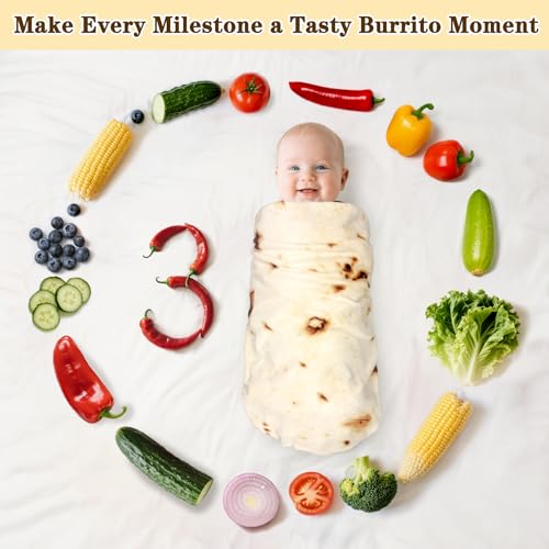 Image of mermaker Burritos Tortilla Swaddle Blanket Baby for Toddler Newborn, 285 GSM Soft Flannel Taco Wrap Blanket Funny Gifts for Baby Shower Boys Girls, 36 inch