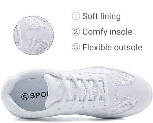 BAXINIER Girls Cheerleading Shoes Women White Cheer Shoes Youth Cheer Competition Sneakers Athletic Training Dance Tennis Shoes3