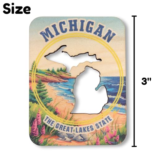 Imán de Madera con Forma de Michigan 3 x 2.25 pulgadas miniatura 5