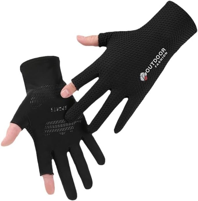 Mealah Lightweight-Fingerless-Gloves for Men - UPF 50+ UV Sun-Protection- Gloves for Fishing Driving Hiking Outdoor