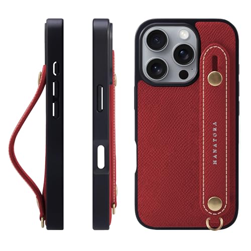 HANATORA for iPhone 16Pro �P�[�X �{�v �ϏՌ� �w�ʃx���g �X�}�z�P�[�X �X�}�z �X�^���h�@�\ �l�b�N �X�g���b�v �t�� �G���{�X���U�[ �M�t�g �}�O�l�b�g�Ȃ� ���b�h NGH-16Pro-Red