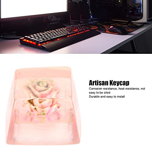 Yoidesu Resin Keycap, Artisan Keycap Hand‑Made Corrosion‑Resistant Universal Mechanical Keyboard Accessories(Pink Rose) - Image 2