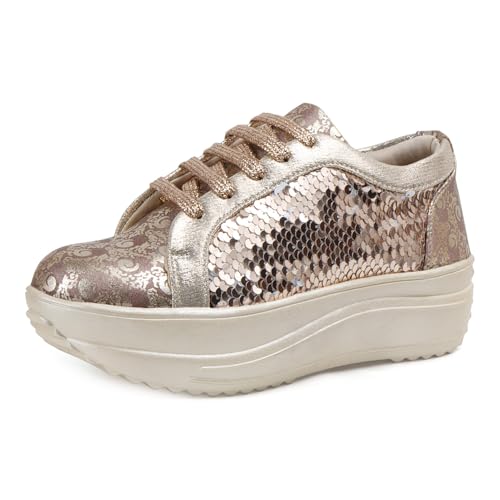Image of Vendoz Women Wedding & Party High Heel Sneakers I Cushioned Insole I Glittery & Embellished Bridal Wear I Lightweight and Stylish Shoes for Girls CNV4033