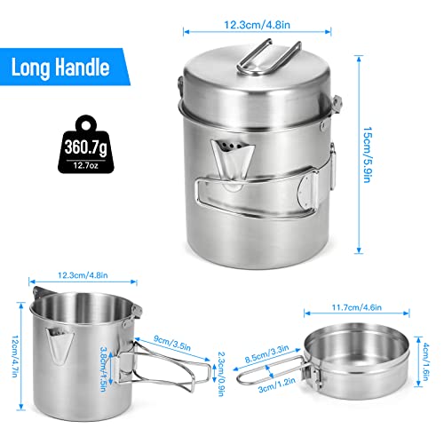 Lixada Camping Pot Stainless Steel Lightweight Kettle Bottle Cup Or Pot With Foldable Handle And Dual Use Cover For Camping Hiking Backpacking Picnic #TOP4