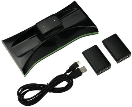 Sensor Dual Charger Dock & Two 1800mAh Batteries for Xbox 360 Controller Black