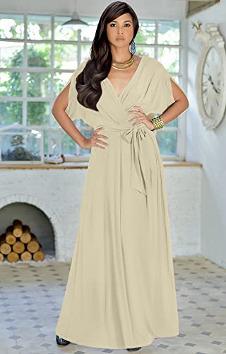 Image of KOH KOH Womens Long Sleeveless Halter Bridesmaid Wedding Guest Maxi Dress