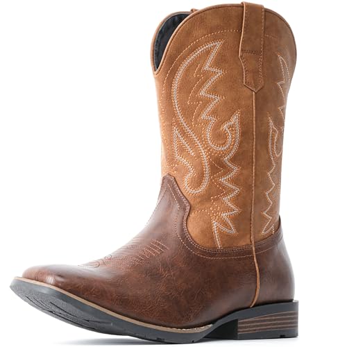 Image of IUV Cowboy Boots For Men with Wide Square Toe Western Retro Boot