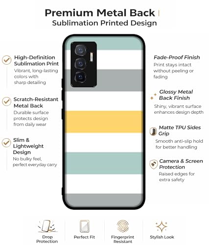 Image of Line Texture Design Premium 2D Printed Metal Back Case Cover for Vivo V23E 5G / Y75 4G