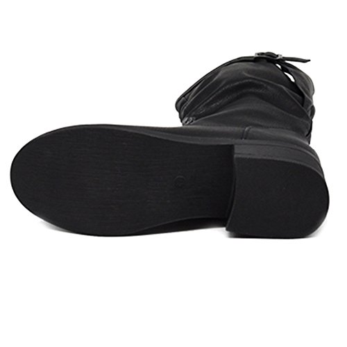 If Fashion Stivali Stivaletti Biker Motociclista Arricciati Con Fibbia Da Donna 991 Nero N.39 - 5