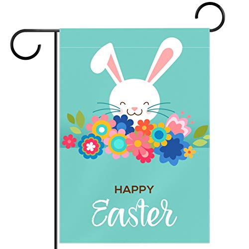 LAZEN Bannière de Pâques « Welcome House » pour terrasse, pelouse, cour extérieure, 30,5 x 45,7 cm - Drapeau double face - Décoration de jardin