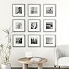 Vittanly 8x10 Picture Frames Set Of 9, Display 5x7 Pictures Mat Without Mat Collage Wall Tabletop Engineered Wood Black E11