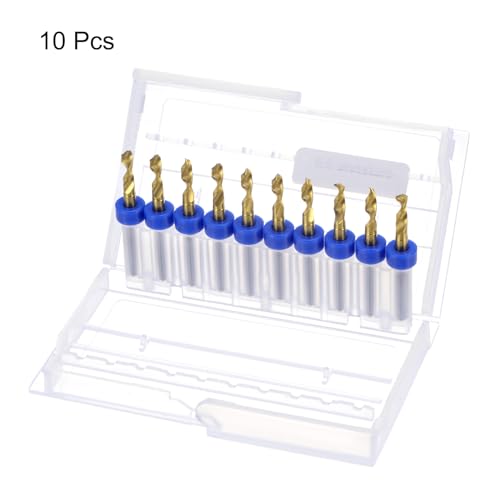 QUARKZMAN 10 Stück PCB-Bohrer 1/8 Schaft ⌀ 3mm Titanbeschichtete Karbid-Mikro-Twist-Mini-Bohrer-Set Rotierendes Bohrwerkzeug für Leiterplatten-Schmuck CNC-Gravur