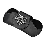 AuMoHall Sunglasses Holder for Car Visor, PU Leather Glasses Case with Clips Magnetic Closure Eyeglasses Holder, Universal Car interior Accessories for Women (Black)