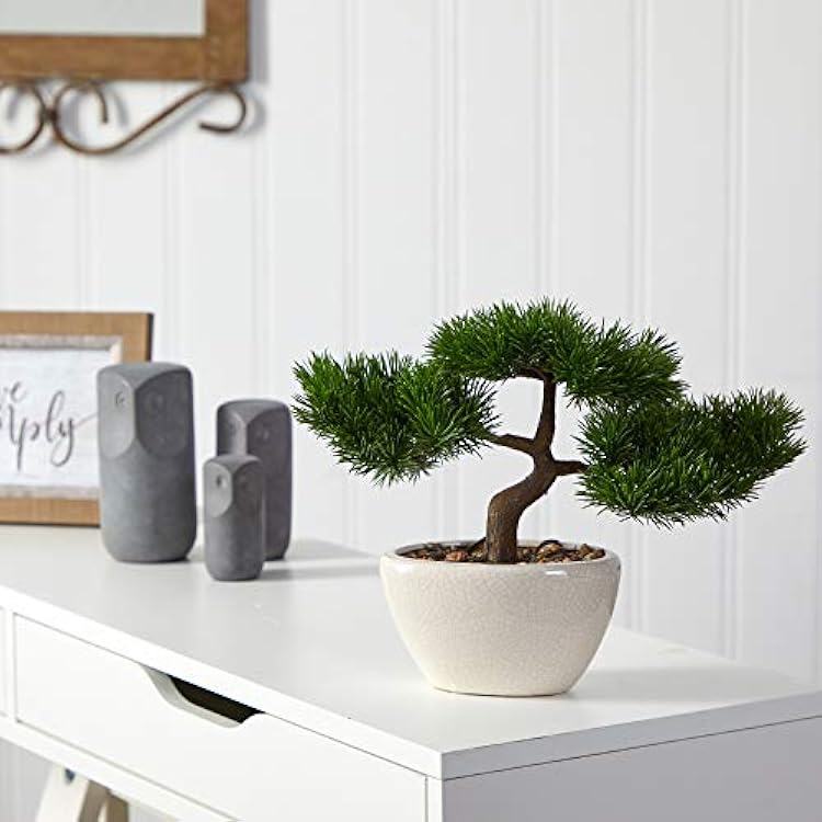 Nearly Natural 10in. Cedar Bonsai Artificial Tree in Decorative Planter, Green