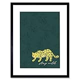 Wee Blue Coo Bleib Wild Leopard Jungle Kunstplakat 