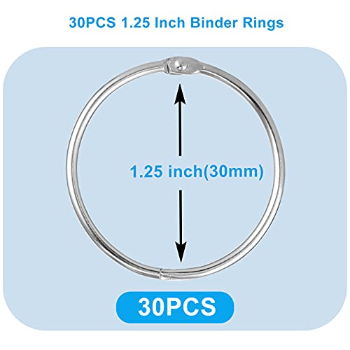 YHYZ 1.25 Inch Loose Leaf Binder Rings, 30pcs 30mm(1.25\") Metal Paper Binder Rings Clip Hooker, for Flashcard/Flash or Index Card, Key, Book Notebook Office - Thumbnail 2